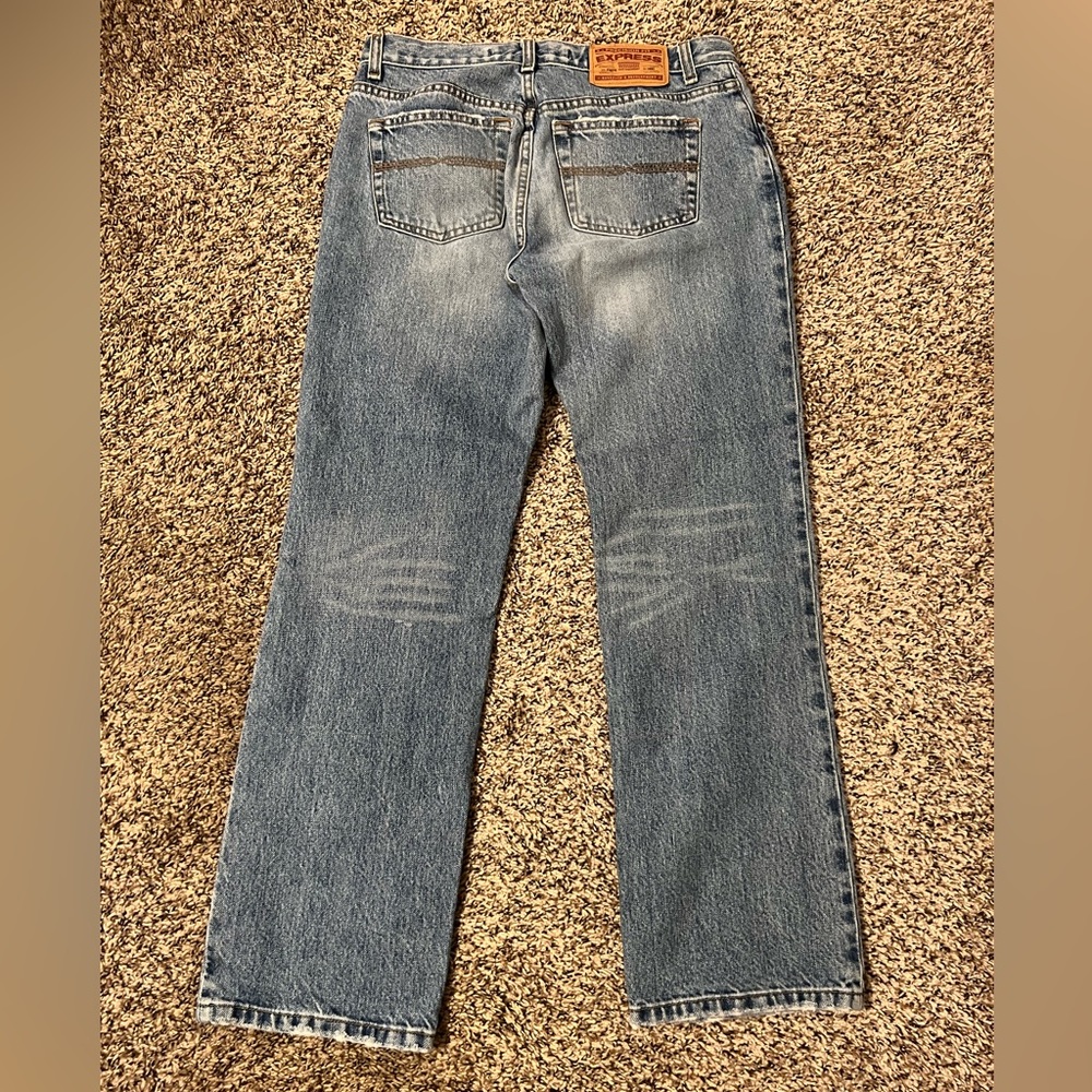 express, low rise, light wash jeans, size 7/8